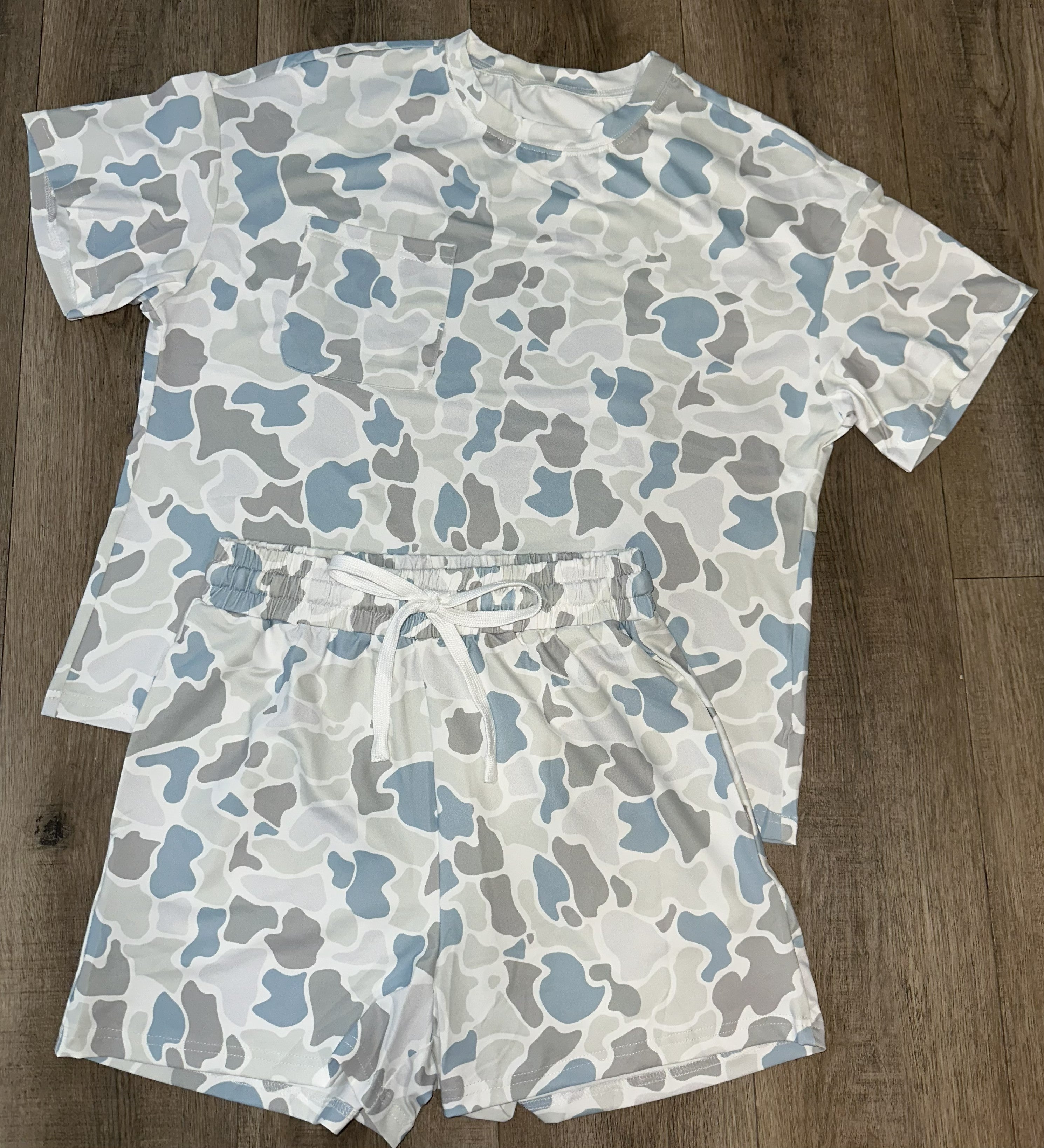 Blue & Sage Camo Short Set